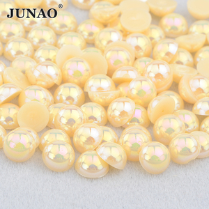 Mode 2 4 6 8 10 12 14mm perles blanches strass autocollants Flatback cristal pierres demi-ronde <span class=keywords><strong>perle</strong></span> pour la décoration - Product Image 2