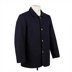 Veste de travail bleu foncé pour homme, boutonnée, à manches longues, vêtement d'extérieur uni pour le personnel - Product Image 3