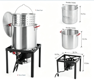 Set per la cottura di frutti di mare da 110.000 BTU, pentola in alluminio da 60 quarti per la cottura di granchi con cestello rimovibile e regolatore di pressione da 10 libbre per gamberi - Product Image 1