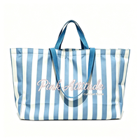 Sac fourre-tout en toile rayé avec poignée, grande taille, bandoulière réglable, pour sublimation, idéal pour les vacances d'été à la plage pour filles