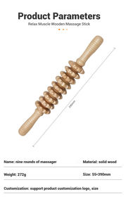 Rodillo de Masaje de Madera de 12 Ejes, Herramienta Gua Sha, Masajeador Corporal para Drenaje Linfático y Anticelulítico, Producto de Terapia - Product Image 3