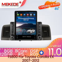 MEKEDE ventilateur de refroidissement Android 8 + 128g lecteur DVD de voiture pour Toyota Corolla EX 2007-2012 2 din voiture navigation