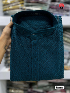 Kurta Pajama Tradicional Étnica para Hombre, Estilo Seda, Hecha a Mano en Pakistán e India, para Bodas y Fiestas - Product Image 2