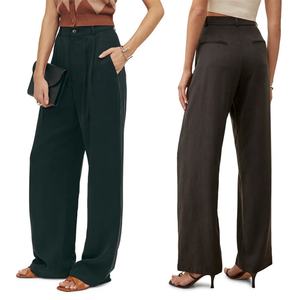 Fashion Smart Lady Pants Zip Fly <b>Suit</b> Dress Straight Leg Long Pants <b>Women</b> High Waist Wide Leg Trousers - Product Image 2