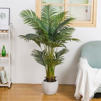 4ft 5ft 6ft Faux Palmier en Pot Noir Planté Kwai Plante Décor À La Maison Moderne Artificielle Or Canne Soie Palmier