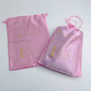 Professional Silk Packaging Bag Hair Extensions Custom Logo Printed Satin <b>Drawstring</b> <b>Pouch</b> for Jewelry and Gifts - Product Image 4