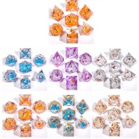 Ensemble de dés à fleurs de prunier à 7 pièces, très vendu, en résine liquide, bord tranchant multicolore personnalisé pour DND et RPG