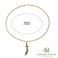 Collier vintage en acier inoxydable PVD, motif épée scimitar Zulfiqar, style musulman islamique arabe, cadeau de mode pour l'Aïd et le Ramadan, vente en gros