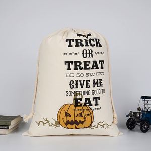 Grand sac en coton à cordon pour Halloween, motif citrouille, pour bonbons, cadeaux pour enfants, sac de rangement, sac de fête d'Halloween - Product Image 1