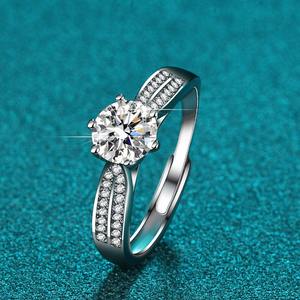 VVS1 1Ct 2Ct Mossanite Joyería de Plata de Ley 925 Diamante cultivado en laboratorio personalizado Filas dobles Anillo ajustable de estrella de piedras preciosas completas - Product Image 3