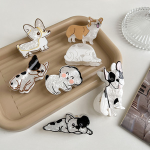 Venta al por mayor de dibujos animados <span class=keywords><strong>cachorro</strong></span> pinzas para el pelo lindo Corgi <span class=keywords><strong>Bulldog</strong></span> francés perro niña pinzas para el pelo Animal accesorio acrílico pinza para el pelo pinza - Product Image 2