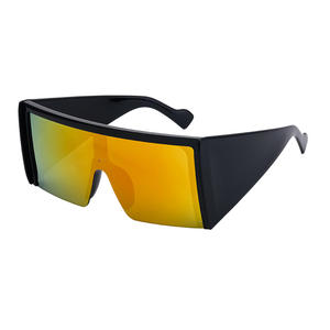 Lunettes de soleil surdimensionnées de style européen et américain pour hommes, monture noire en PC, protection UV400, design quadrilatère, pour le cyclisme en extérieur - Product Image 1