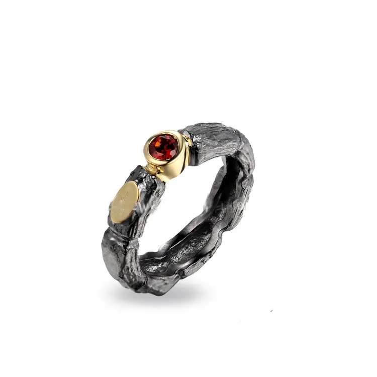 Thailand Design Fashion Handmade Jewelry Garnet Ring In Silver Jewelry