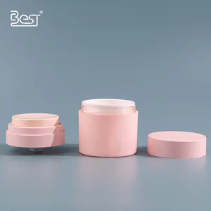 Envases cosméticos 50ml Frasco vacío para crema Rosa Doble pared Plástico sin aire Embalaje para el cuidado de la piel Serigrafía personalizada PET