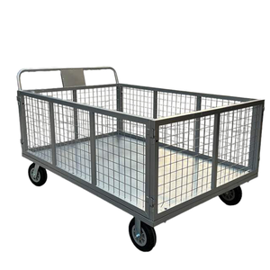 Chariot d'atelier d'entrepôt de logistique d'usine avec le chariot de stockage de barrière chariot en acier de cage de stockage de véhicule d'entrepôt - Product Image 4