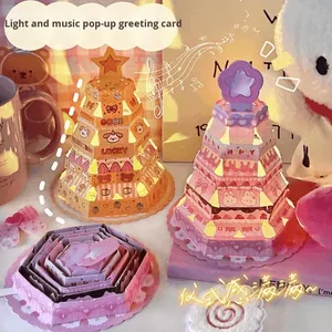 Tarjeta de Felicitación Pop-Up 3D Plegable al por Mayor para Cumpleaños, Diseño de Cuento de Hadas Divertido, Estirable, con Estampado Dorado, Papel de Bendición Sorpresa - Product Image 2