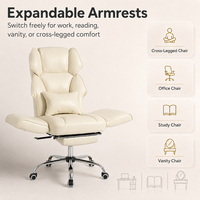 Chaise de bureau exécutive inclinable à dossier haut et assise large, avec accoudoirs croisés, pour la maison, le bureau, l'étude ou l'ordinateur