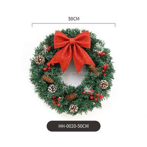 Guirnaldas Navideñas Luminosas de 30/40/50/60cm con Lazos, Piñas y Bayas Rojas para Decoración Navideña, Venta Caliente de Fábrica - Product Image 4