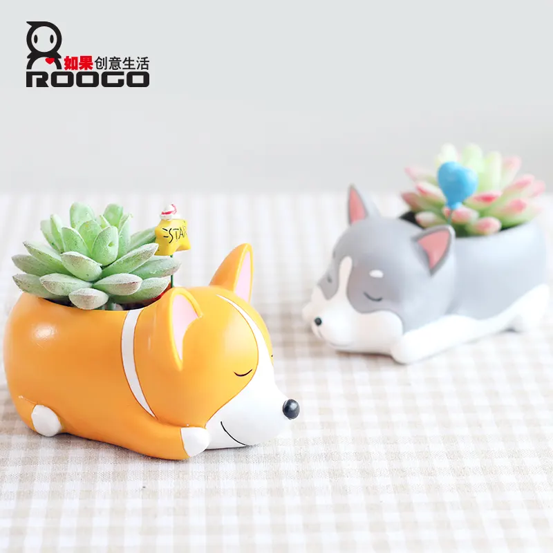 ROOGO หม้อปลูกพืชอวบน้ำ,ของเล่นสำหรับสัตว์เลี้ยงสุนัขง่วงนอนลาบราดอร์ขนาดเล็กสำหรับตกแต่งบ้าน