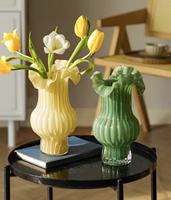 RYLAVA Bouche Soufflant Plissé Coloré Hydroponique Vase Chambre Maison Bureau Décoration Bud Vase