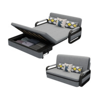 Canapé-Lit Convertible Moderne Multifonctionnel, Pliant avec Fonctions Réglables, Cadre Métallique, Rangement, pour Maison et Hôtel