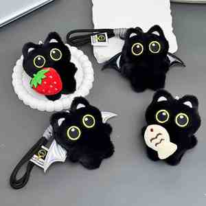 Cute Black Fun Keychain Devil Kitten Lovely Pendants for Party and Hallowmas <b>Bag</b> Pendant Decoration Couple <b>Gift</b> - Product Image 1