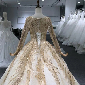 Ladies Modern A-Line Champagne Bridal Ball Gown Luxury <b>Appliques</b> Sweetheart Neckline Floor-Length Evening Party Dress Lsbh24 - Product Image 6
