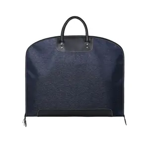 Sympathybag Custom Logo Portable Foldable Nylon Stitching Leather on Garment Bag Travel Suit Carrier Garment