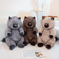 En gros, Peluche chat moelleuse, longue et bouclée, déformée et mignonne, confortable pour s'asseoir, décoration d'intérieur, cadeau d'anniversaire pour enfants