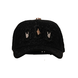 Gorra de Béisbol con Cristales de Imitación, Diseño de Calavera y Letra 'Rock' en el Dedo Medio, Estilo Snapback, Unisex, Venta al Por Mayor - Product Image 1