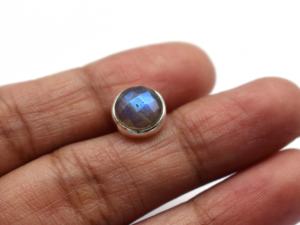 Natural Blue <b>Fire</b> Labradorite Rose Cut 8mm Round Gemstone 925 Sterling Silver Handmade Pendant - Product Image 5