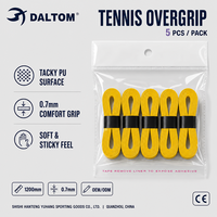 Surgrip de tennis Tacky pour raquette de badminton – Confort optimal, adhérence douce, absorption de la transpiration – Lot de 5 jaunes – Fabrication OEM