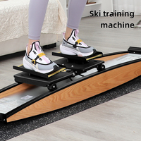 Simulateur de ski d'intérieur portable avec cadre en bois et siège coulissant – Équipement de fitness pour la maison, entraînement de base et équilibre