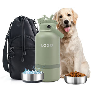 Bình nước cho chó bằng thép không gỉ di động 1L 32oz, in logo tùy chỉnh, hai lớp cách nhiệt, 3 trong 1, khay ăn ngoài trời cho thú cưng, dành cho chó con - Product Image 1