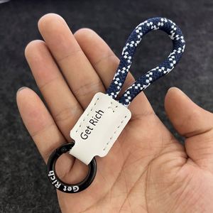 Genuine Leather Car Keychain Handmade Minimalist Light-Luxury <b>Key</b> <b>Ring</b> Customizable Logo Pendant Anti-Loss Lanyard - Product Image 3