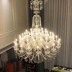 Hot Sale Luxury <b>Large</b> Crystal Chandelier for Weddings Hotel & Villa Adjustable Height Hanging on Staircase with <b>Candle</b> Decor - Product Image 5