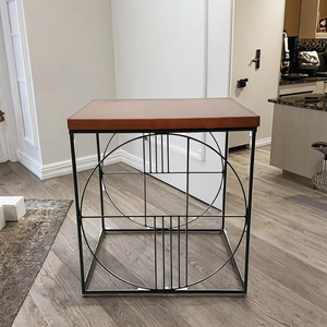 Table basse décorative moderne de luxe en bois fait main avec plateau en métal, accent d'angle pour salon - Product Image 4