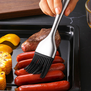 Cepillo de silicona con mango de acero inoxidable, resistente al calor, para barbacoa, asado y cocina - Product Image 1