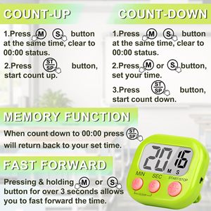 Contador LED Pantalla Despertador Manual Electrónico Cuenta regresiva Deportes Magnético Temporizador Digital Cocina Ducha Estudio Cronómetro - Product Image 5