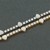 Collier ras du cou en alliage Hip Hop avec strass Bling CZ, cœurs d'amour, chaîne de Tennis à une rangée