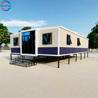 Maisons conteneurs de luxe extensibles certifiées CE WinFair Paraguay 40 pieds avec remorque pour dortoir, bureau, camping/villa de villégiature