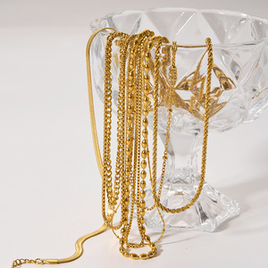 Cadena de collar chapada en oro de 18k, cadena de acero inoxidable tipo serpiente, accesorios de joyería para manualidades, 20mm de longitud - Product Image 3