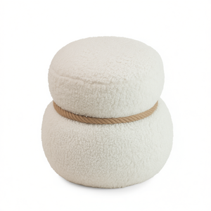 Sgabello a Forma di Pupazzo di Neve Bianco, Cuscino in Peluche, Design Moderno, Arredamento per Casa, Pouf per Soggiorno, Decorazione Giocosa e Carina per Ogni Spazio - Product Image 1