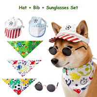 Ensemble d'accessoires décoratifs pour animaux de compagnie 2026 : Chapeau, bavoir et lunettes de soleil pour chats et chiens, en polyester uni, mignon