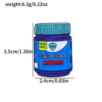 Bros logam kutipan slogan Colita De Rana, bros logam penawaran biru, botol obat Aloi Enamel Pin kerah