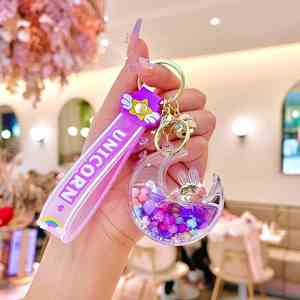 Transparent Acrylic Keychain Colorful Bean Star Moon Rabbit Night Glow Sand Bottle Oil in <b>Key</b> <b>Chain</b> Accessories Wholesale - Product Image 4