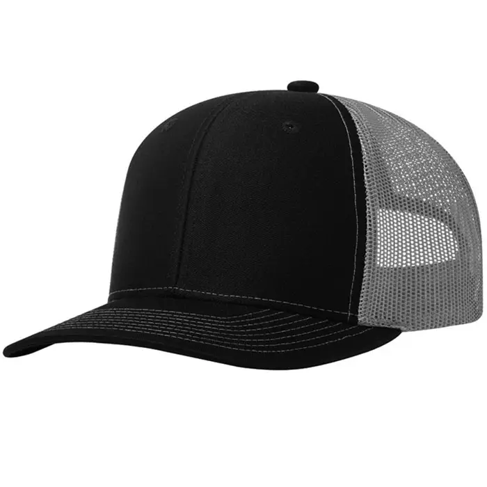 Fast Delivery Plain Blank Solid Black Finish Hunting Mesh Trucker Caps Hats Men's Breathable Snap Back Mesh Blank Trucker Hat