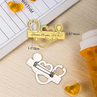 Broche de médico personalizado con logotipo grabado, Pin de solapa con nombre grabado, estetoscopio, insignia médica, regalo para enfermera