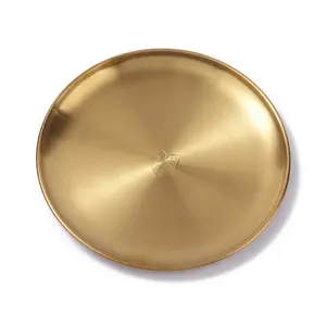 Fabrik Großhandel Gold Dinner Candle Dishes Round Dia 14cm-30cm Edelstahl 201 Metall Restaurant liefern Teller