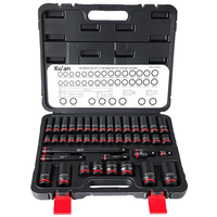 Juego de 43 Piezas de Llaves de Tubo Hexagonales Extendidas de 1/2 Pulgada con Acabado Negro para Llaves Neumáticas y Eléctricas